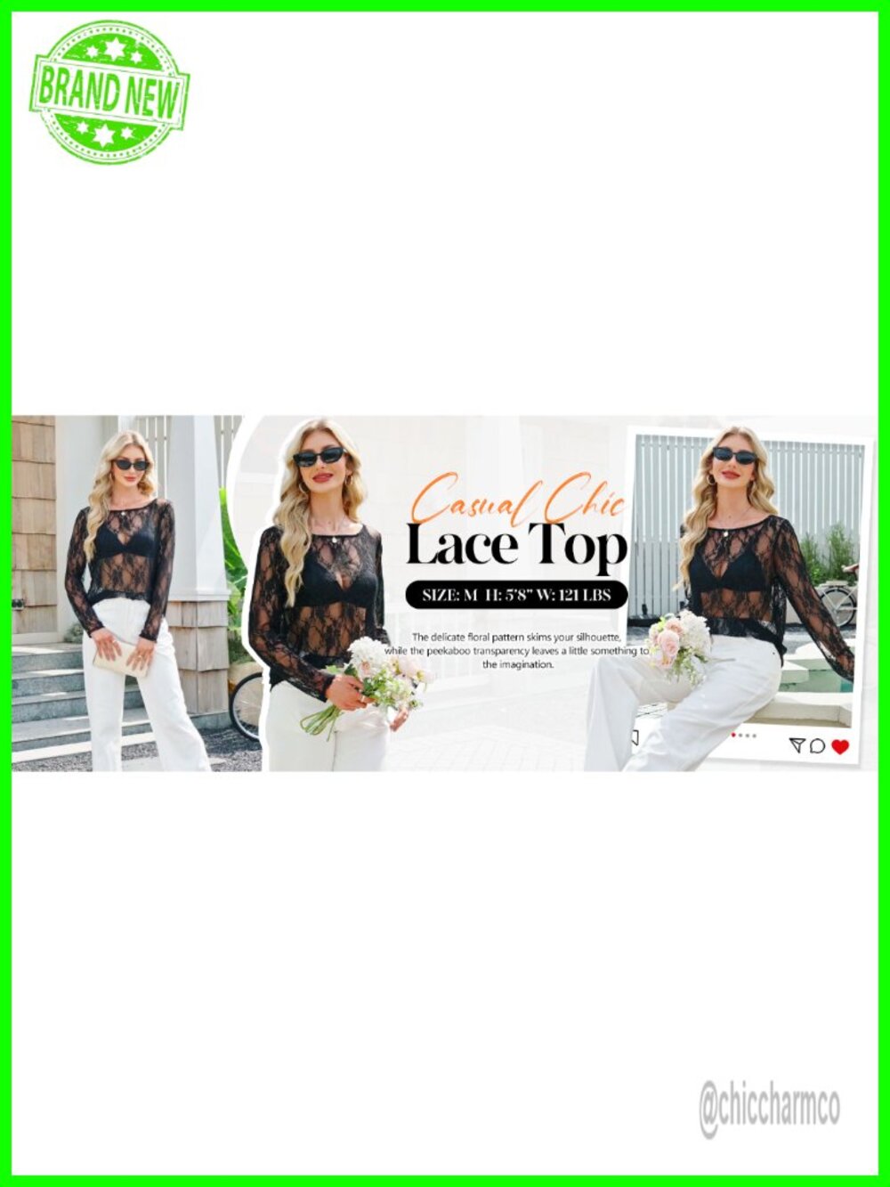 WIHOLL Mesh Lace Top Women Loose Fit Sheer Long Sleeve Layering Shirt - Picture 5 of 6